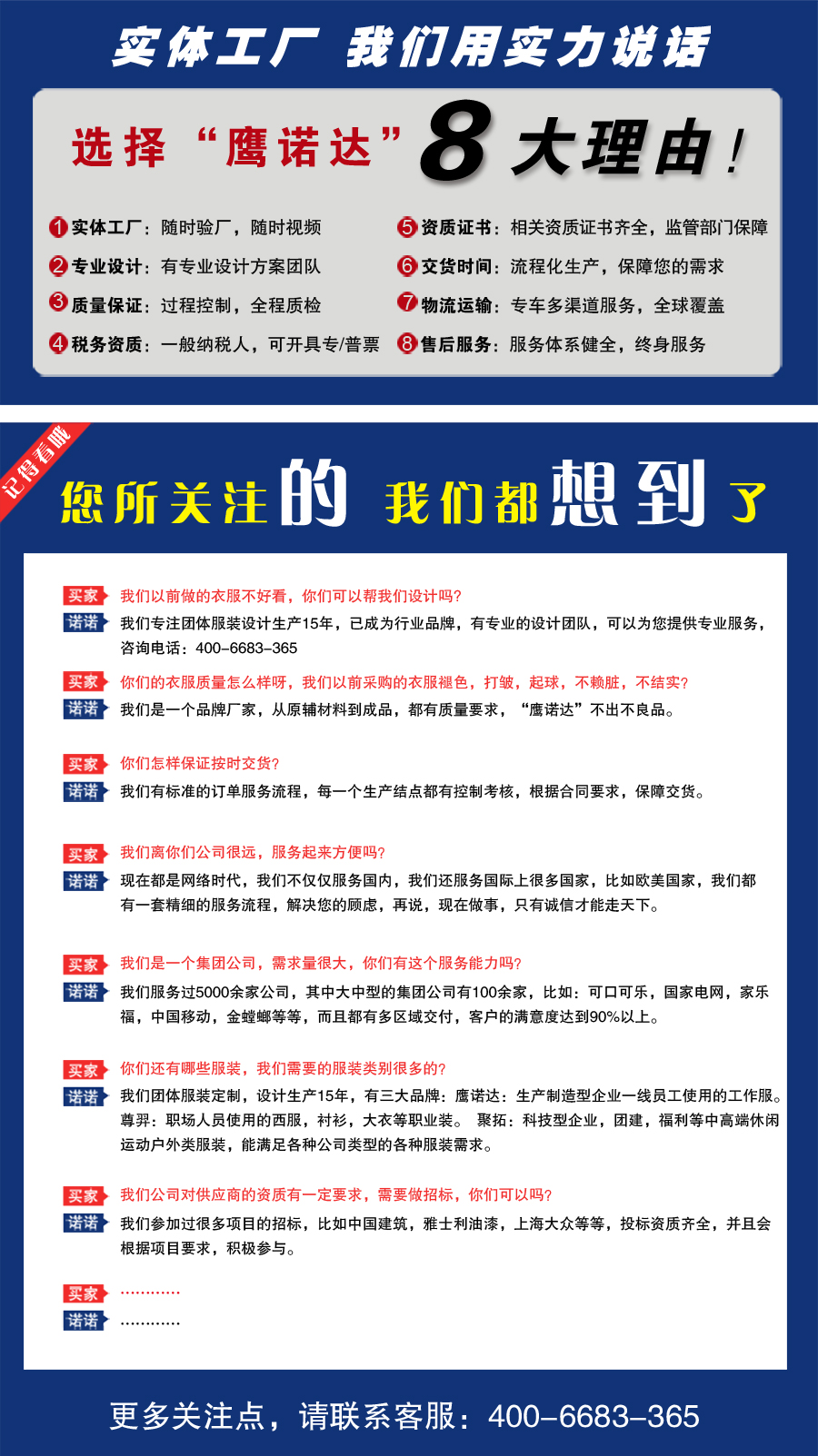 艳蓝配浅灰春秋工作服AC081(图3) 选择鹰诺达春秋劳保工作服的理由